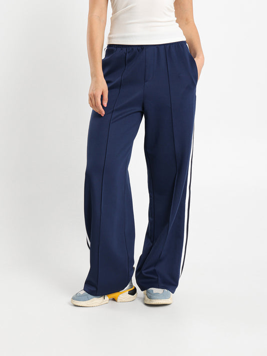 Contrast Panel Sweatpants With Front Crease