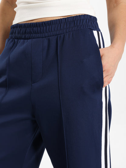 Contrast Panel Sweatpants With Front Crease