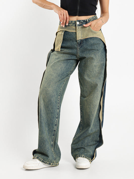 Ripped Vintage Wash Denim Jeans