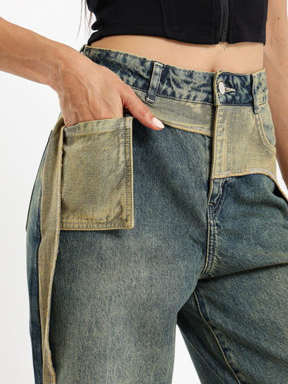 Ripped Vintage Wash Denim Jeans