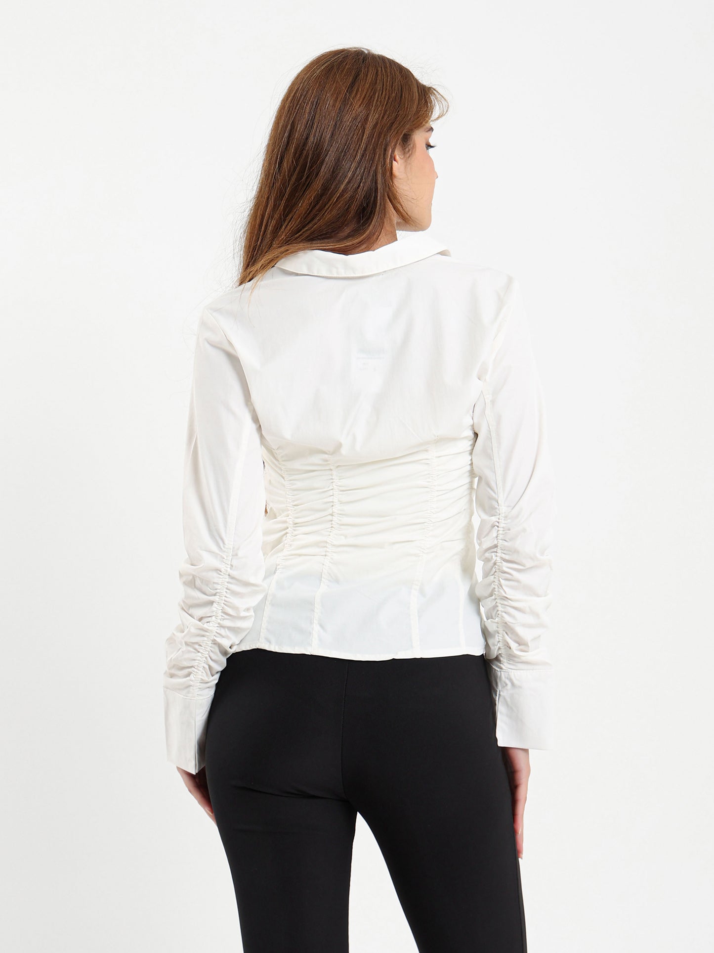 Gathered Detail Shirt with Front Hook Closure