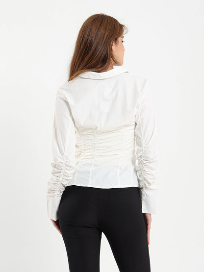 Gathered Detail Shirt with Front Hook Closure