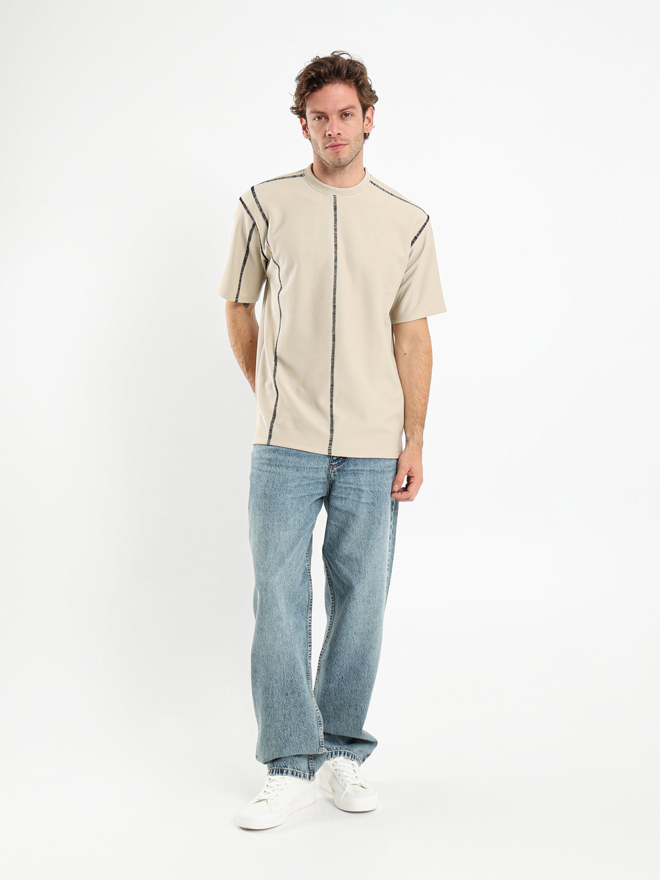 Waffle Top Stitching T-Shirt