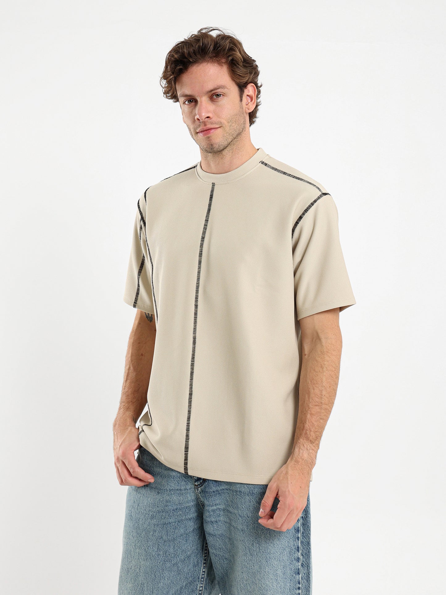 Waffle Top Stitching T-Shirt