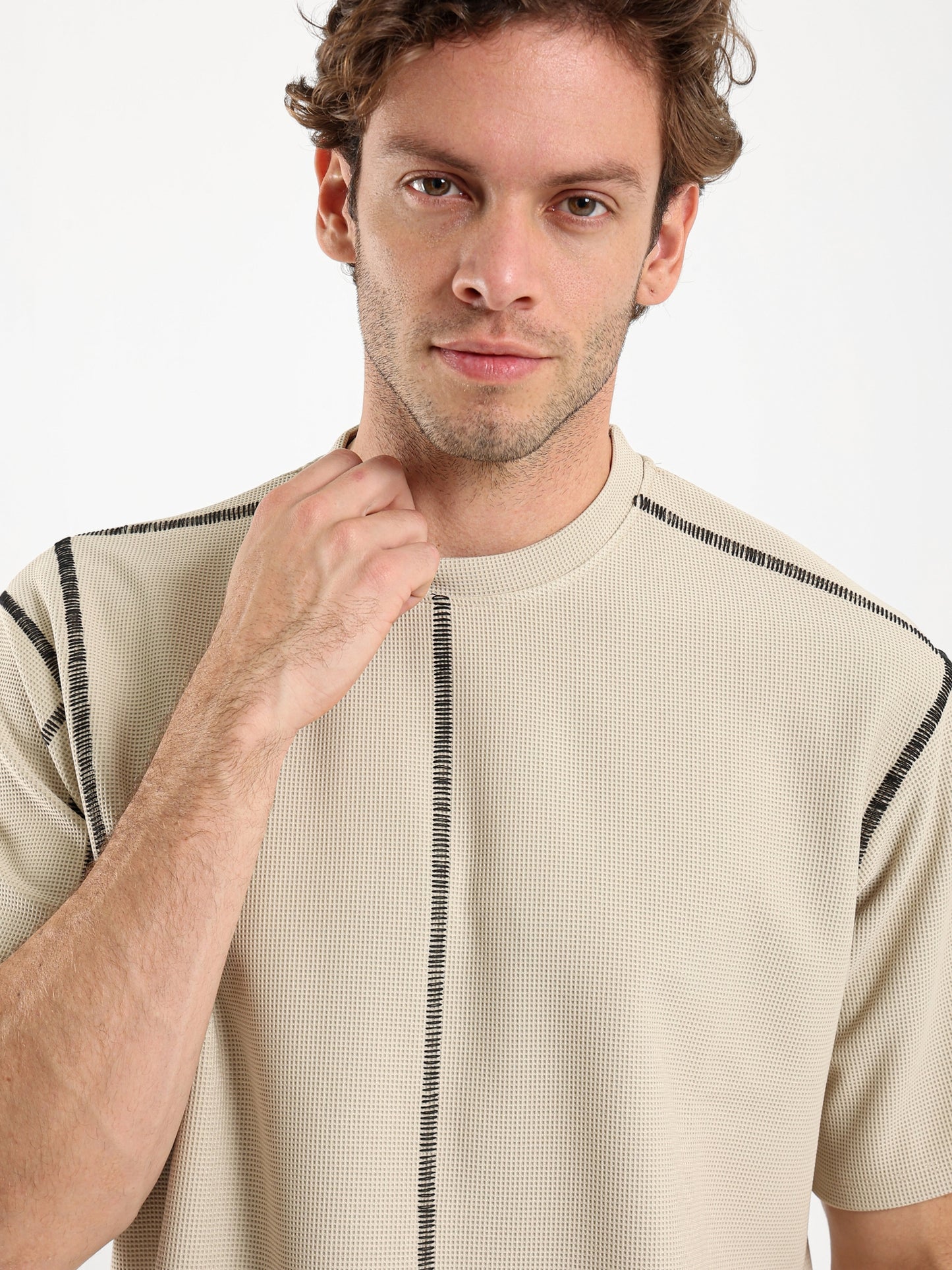 Waffle Top Stitching T-Shirt