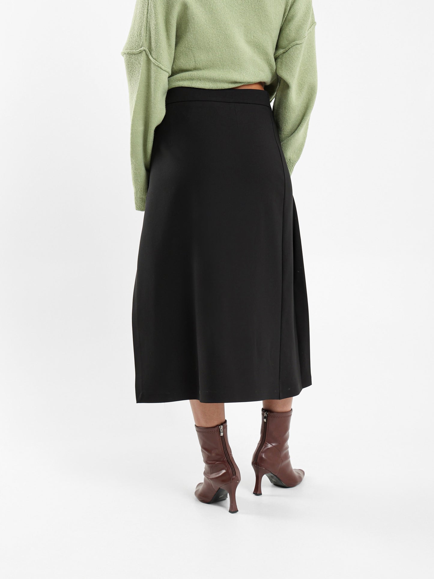 Asymmetric Slit Side Midi Skirt