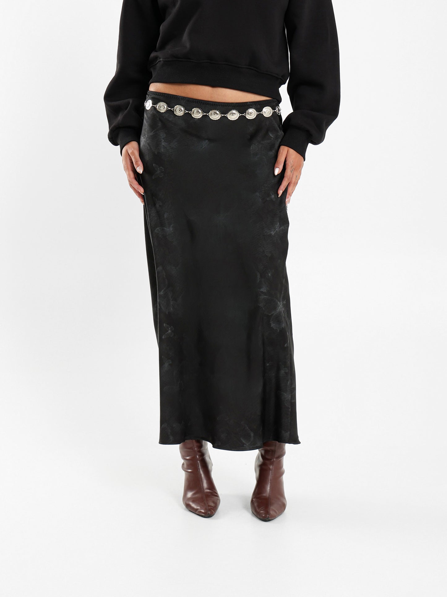 Satin Printed Maxi Skirt