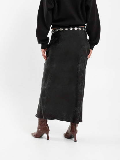 Satin Printed Maxi Skirt