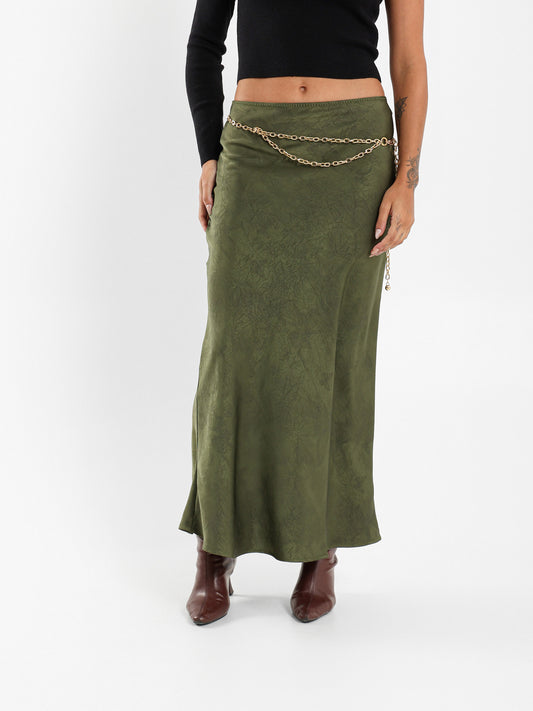 Satin Printed Maxi Skirt
