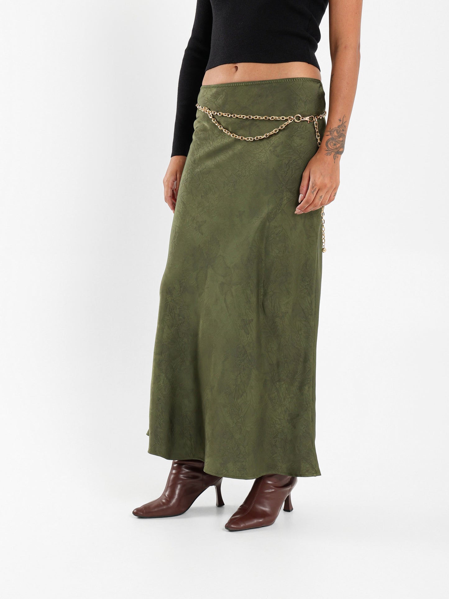 Satin Printed Maxi Skirt