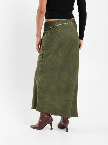 Satin Printed Maxi Skirt