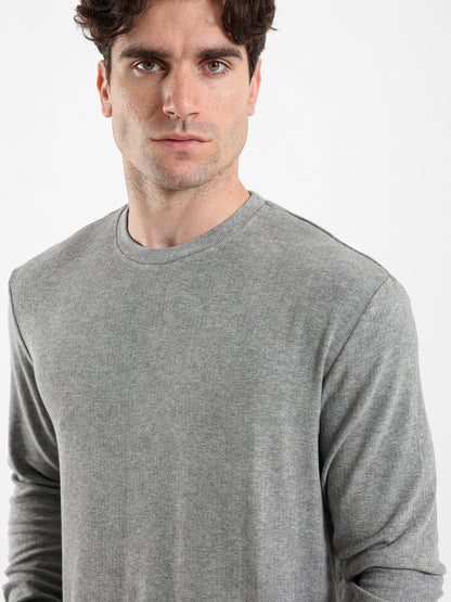 Rib Long Fit Round Neck T-Shirt