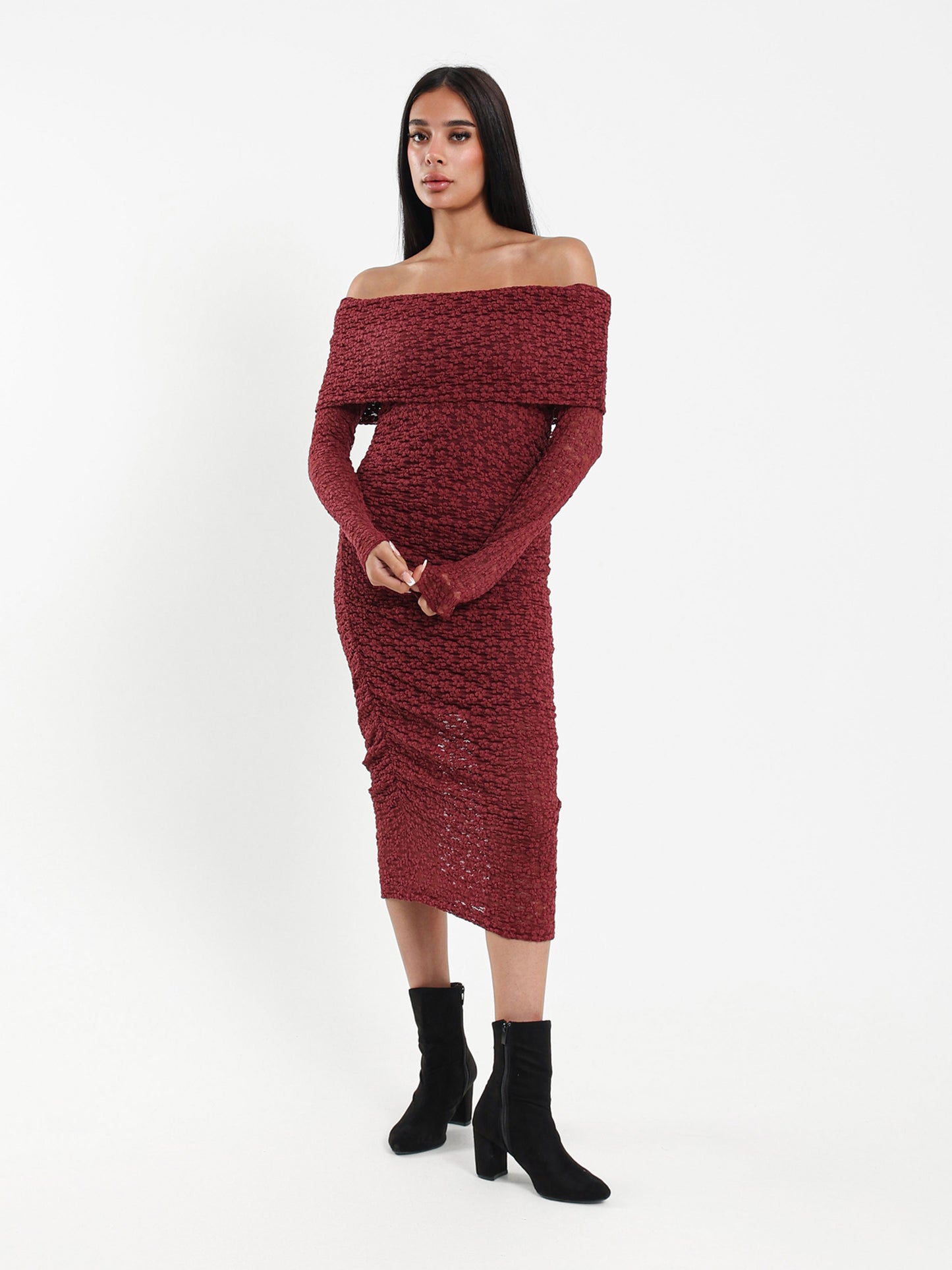 Long Sleeve Off-Shoulder Lace Dress