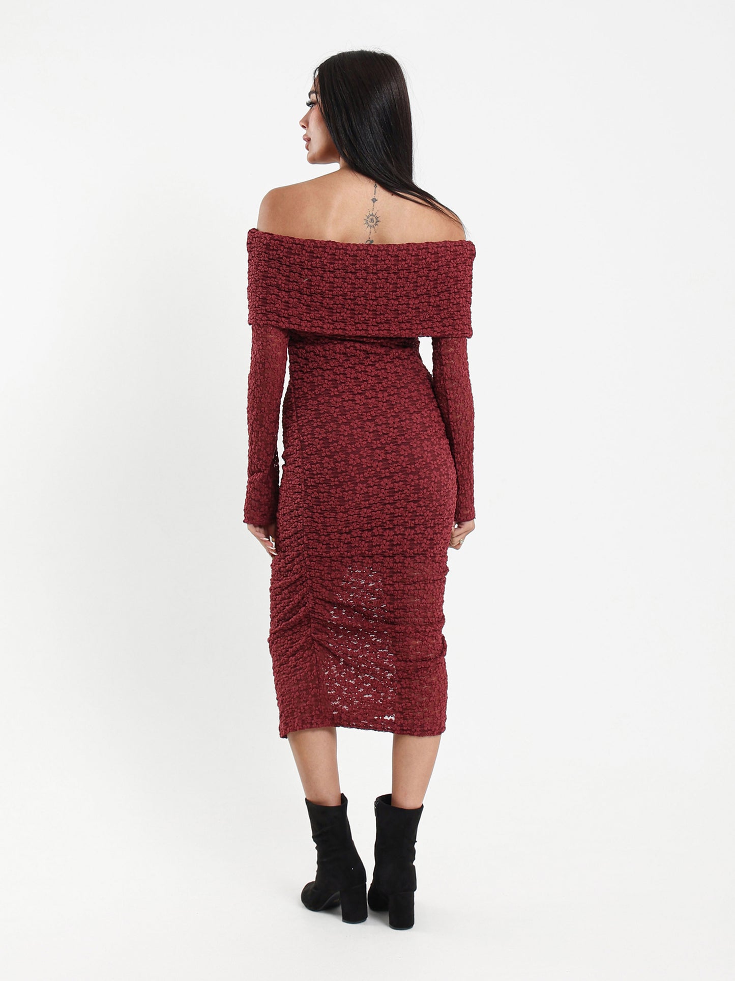 Long Sleeve Off-Shoulder Lace Dress