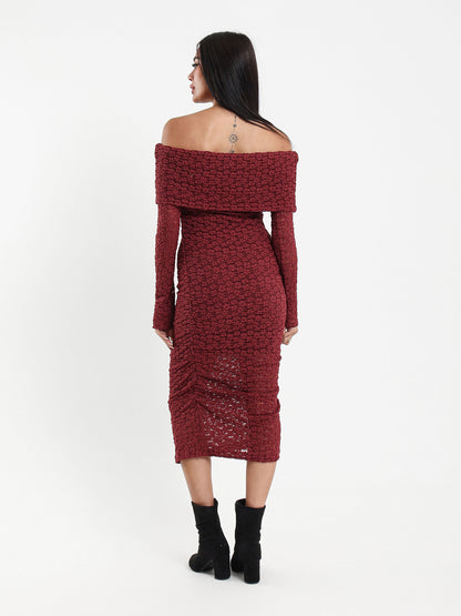 Long Sleeve Off-Shoulder Lace Dress