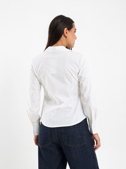 Striped Shirt with Gathered Side