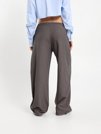 Drawstring Waist Pinstripe Pants