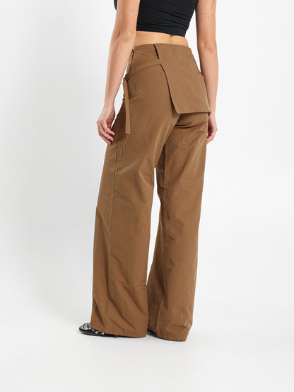 Wide Leg Pants With Overlapping Skirt Detail