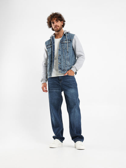 Melton Sleeve Plush Denim Jacket