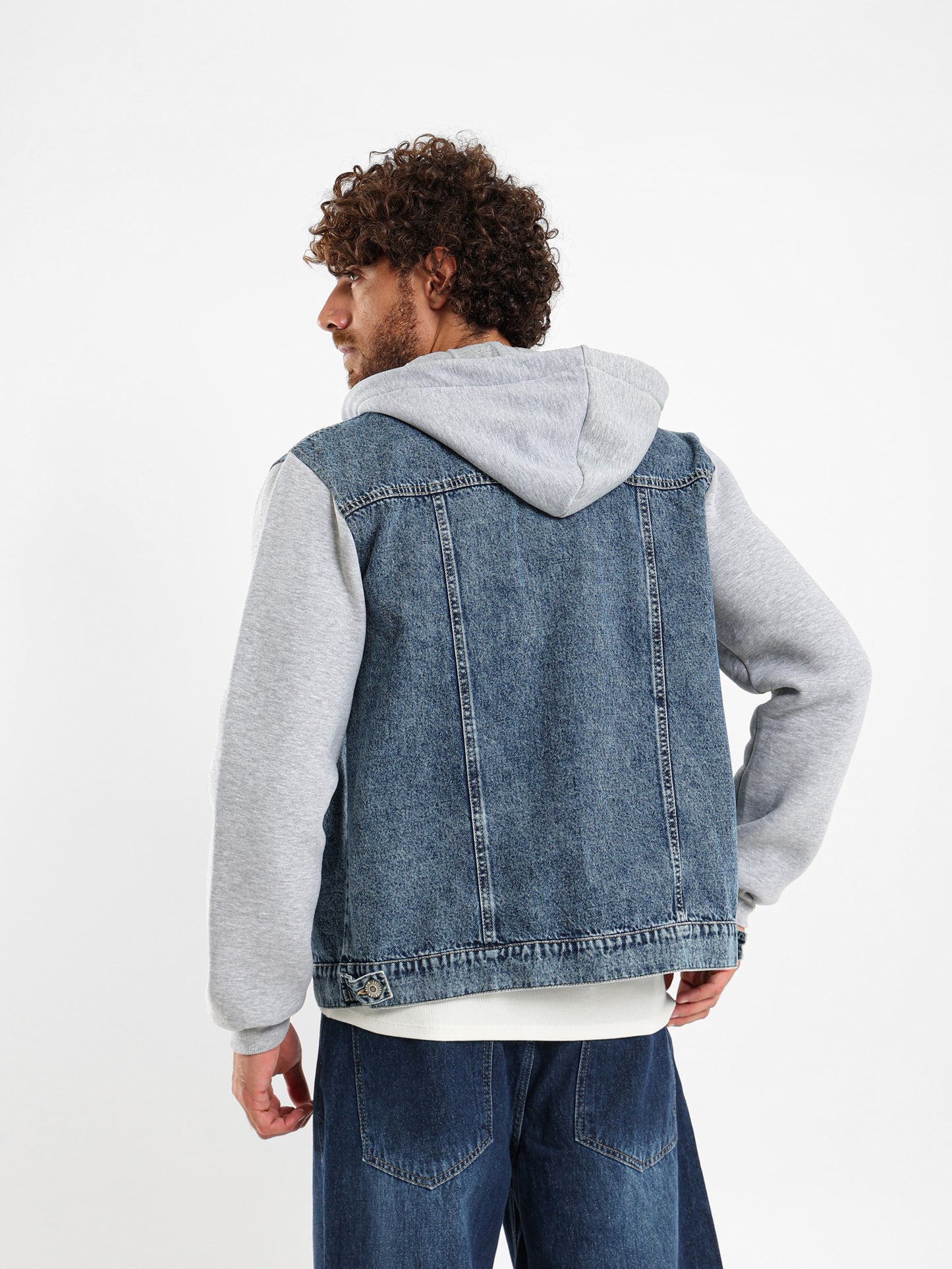 Melton Sleeve Plush Denim Jacket