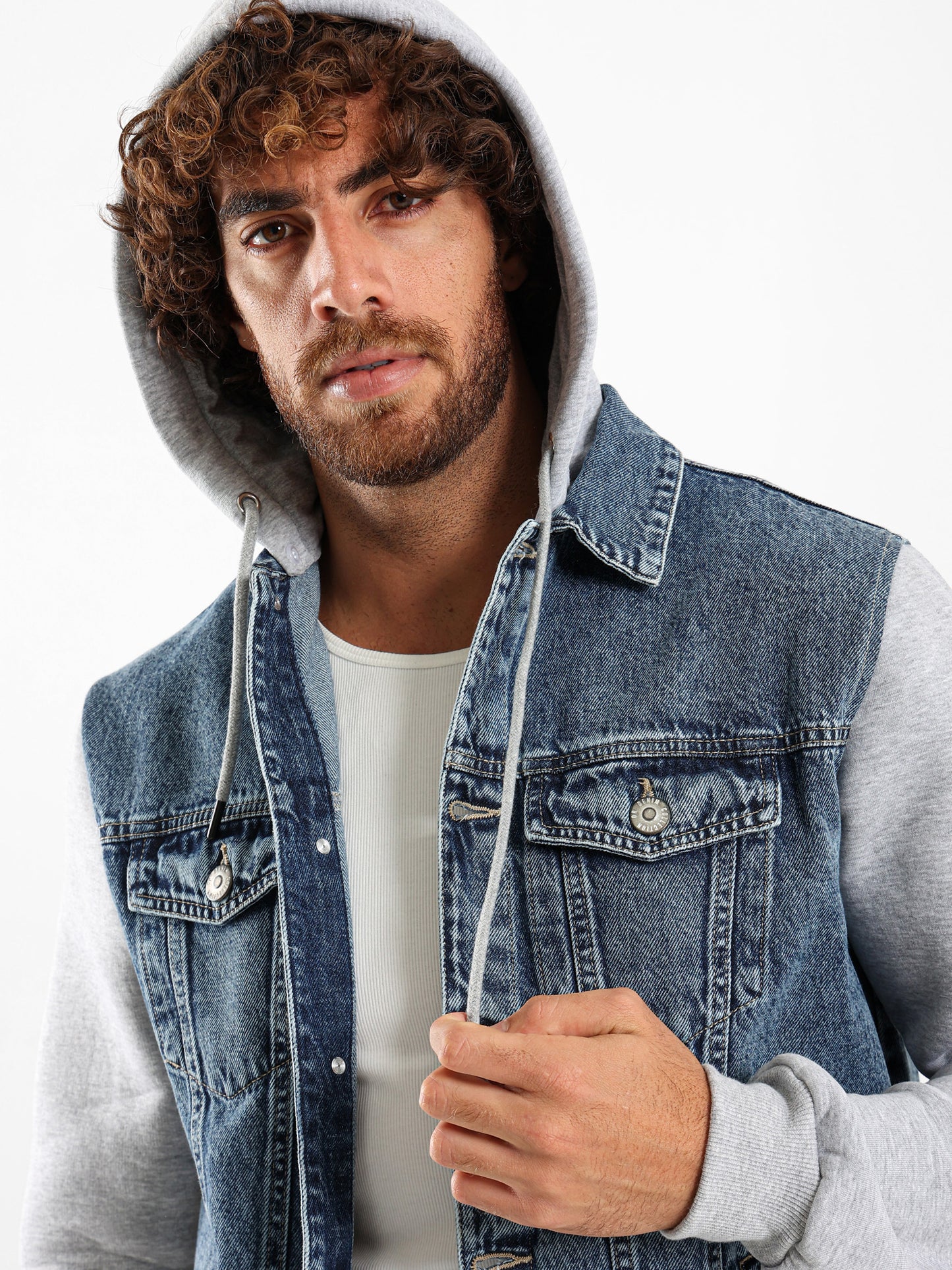 Melton Sleeve Plush Denim Jacket