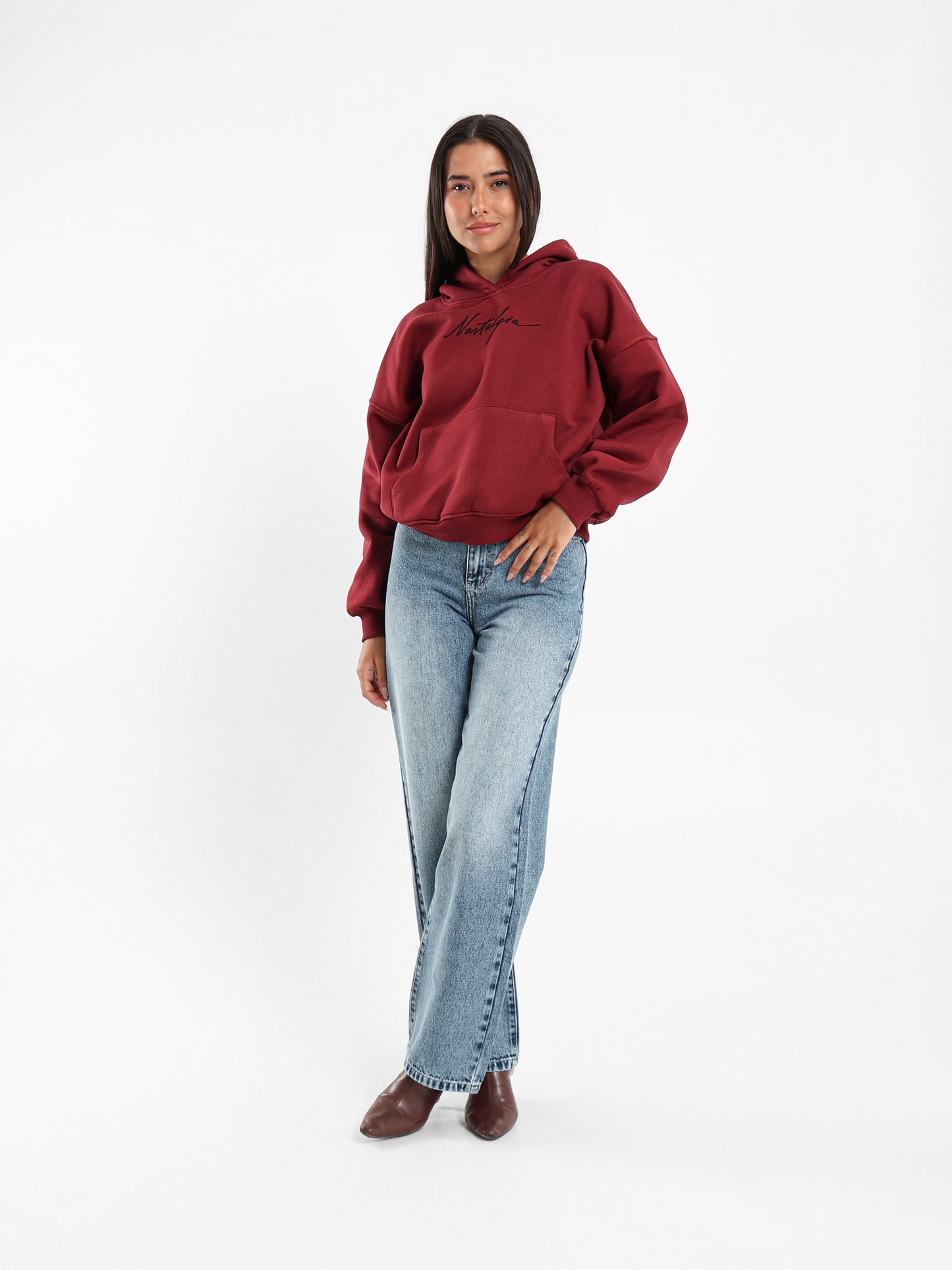 Kangaroo Pocket Nostalgia Embroidered Hoodie
