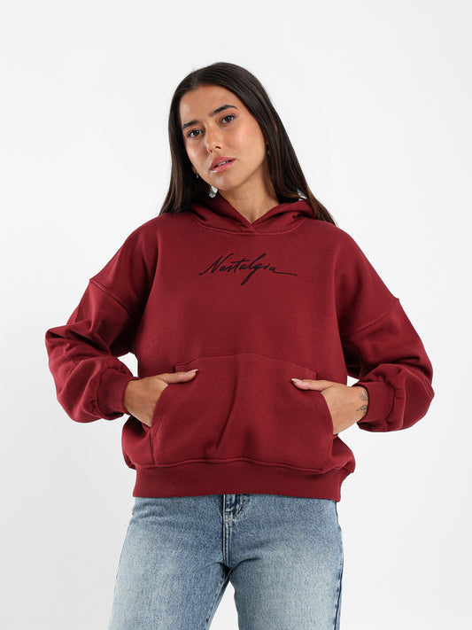 Kangaroo Pocket Nostalgia Embroidered Hoodie