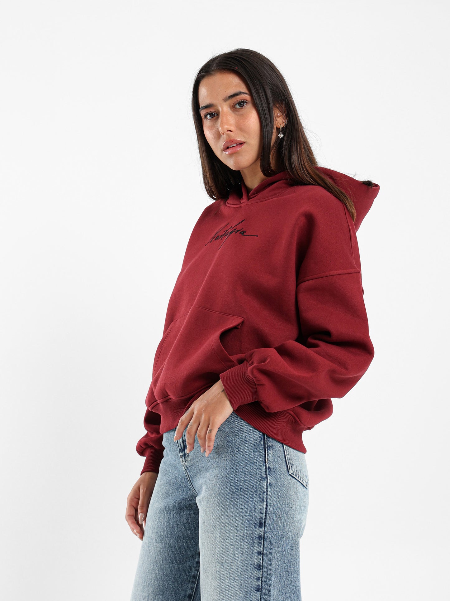 Kangaroo Pocket Nostalgia Embroidered Hoodie