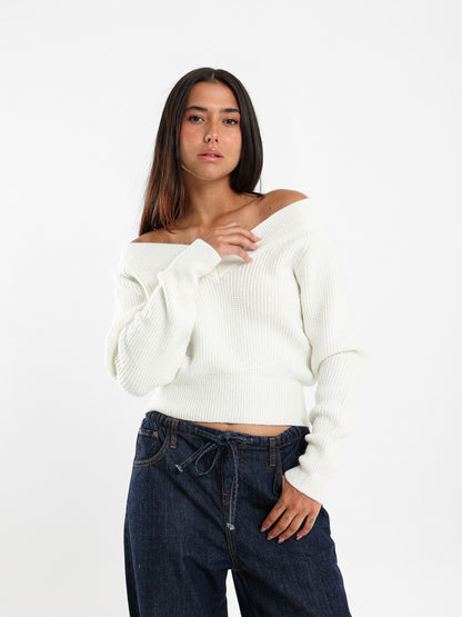 Cropped Bardot Pullover