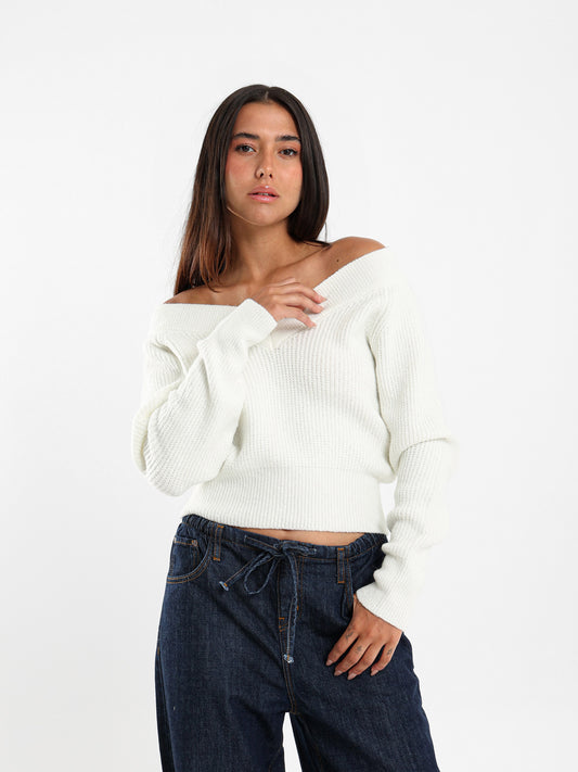 Cropped Bardot Pullover