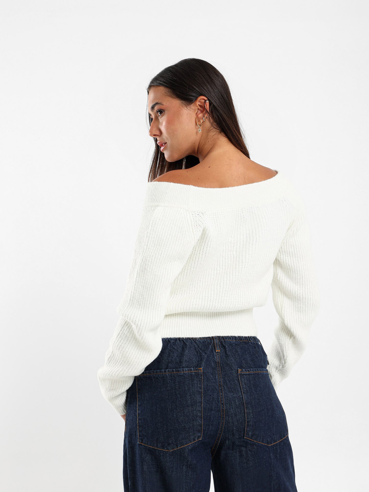 Cropped Bardot Pullover
