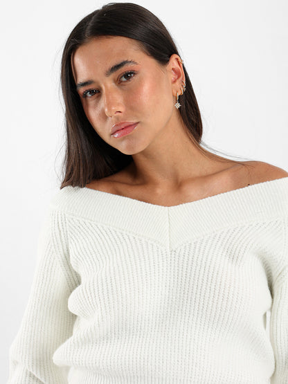 Cropped Bardot Pullover