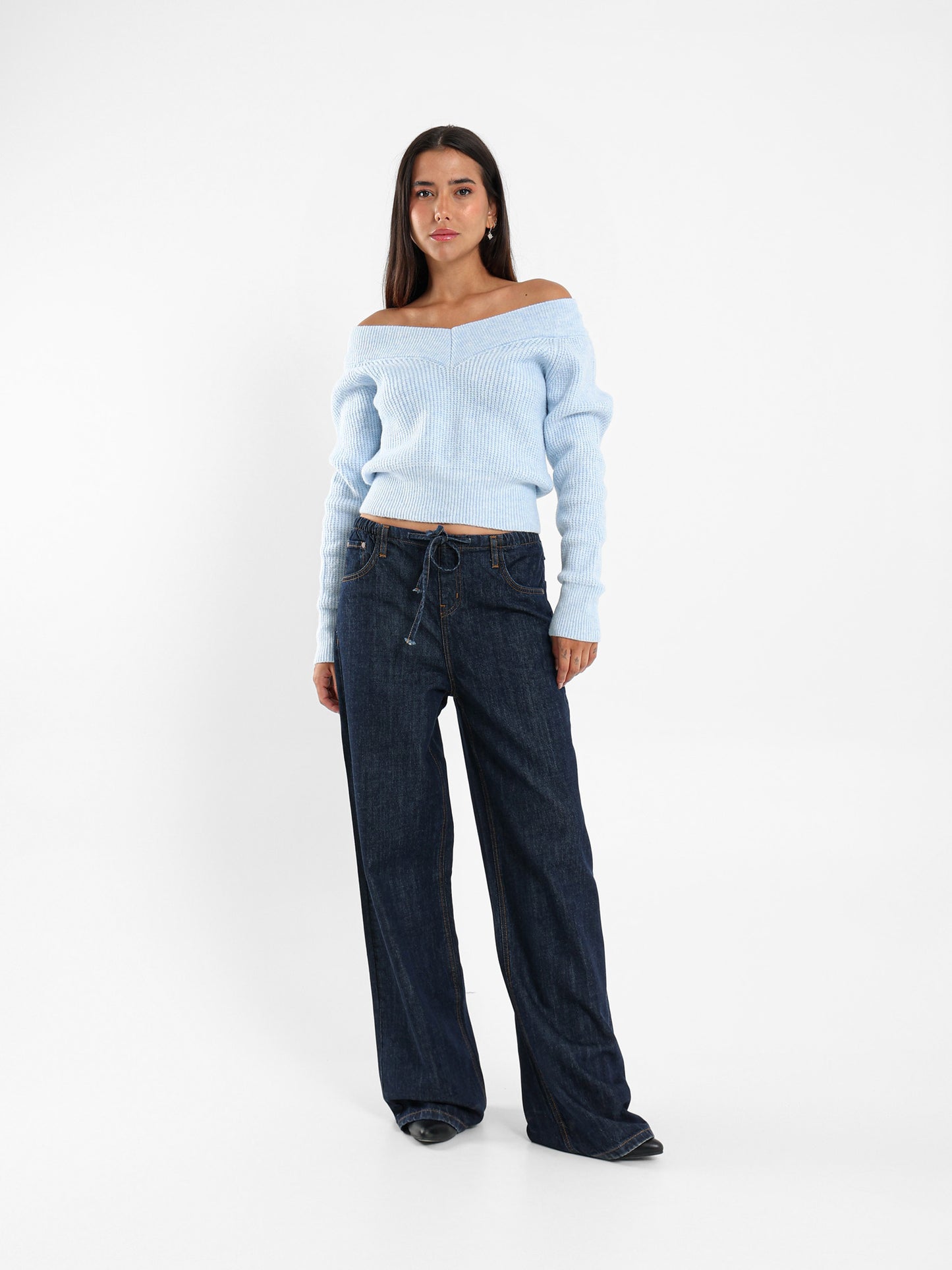 Cropped Bardot Pullover