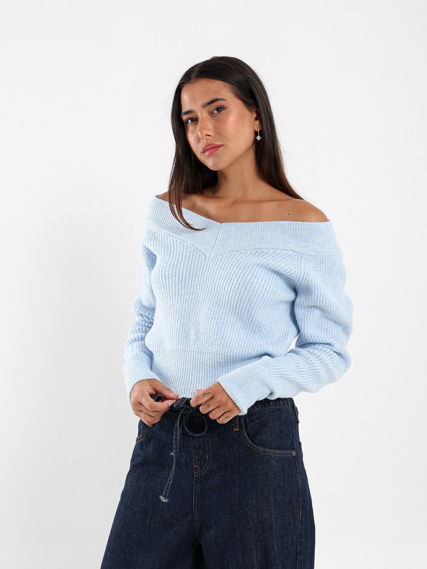 Cropped Bardot Pullover