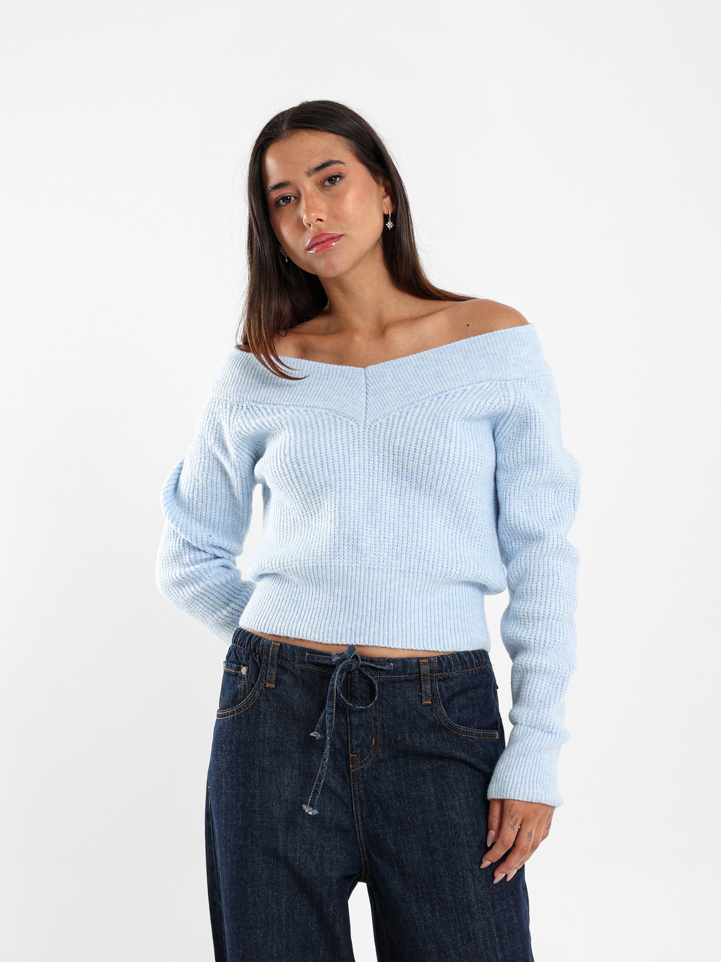Cropped Bardot Pullover