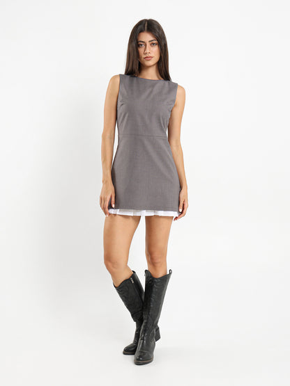 Sleeveless Pleated Short Dress