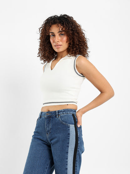 Cropped Sleeveless Polo