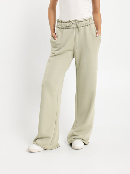 Unfinished Hem Wide Leg Sweatpants