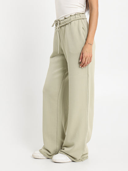 Unfinished Hem Wide Leg Sweatpants