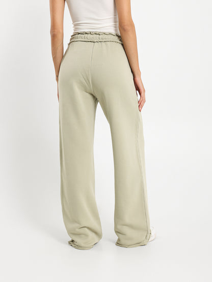 Unfinished Hem Wide Leg Sweatpants