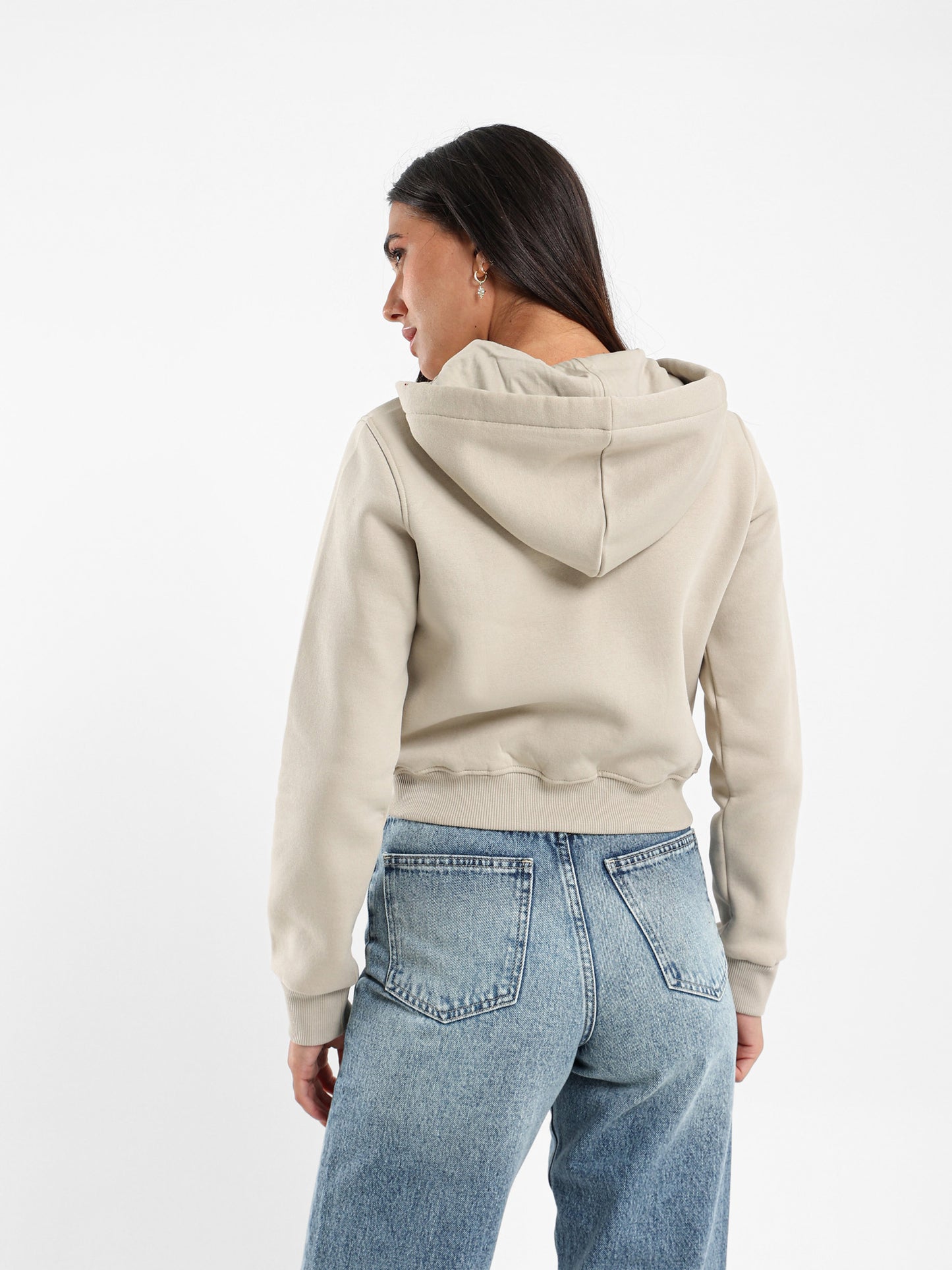 Ctrl Z Embroidered Cropped Hoodie
