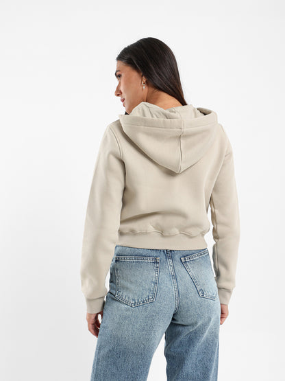 Ctrl Z Embroidered Cropped Hoodie