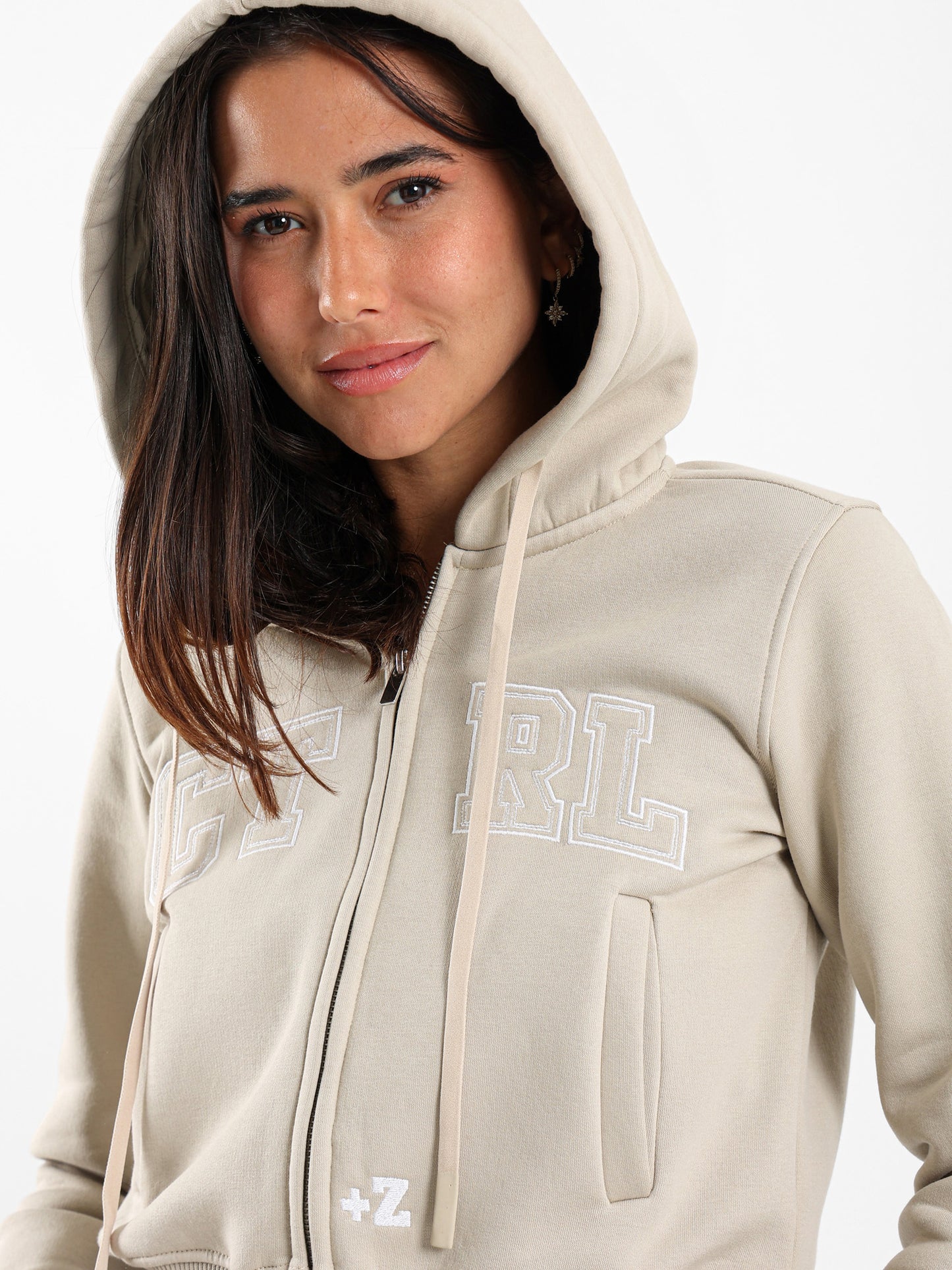 Ctrl Z Embroidered Cropped Hoodie