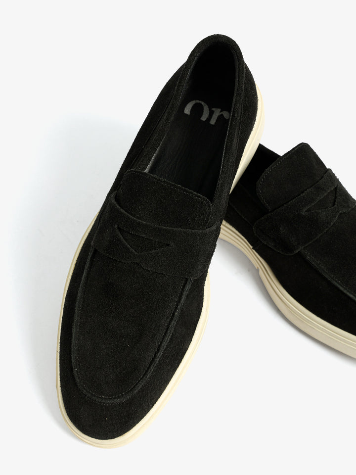 Suede Penny Loafer with Cream Sole