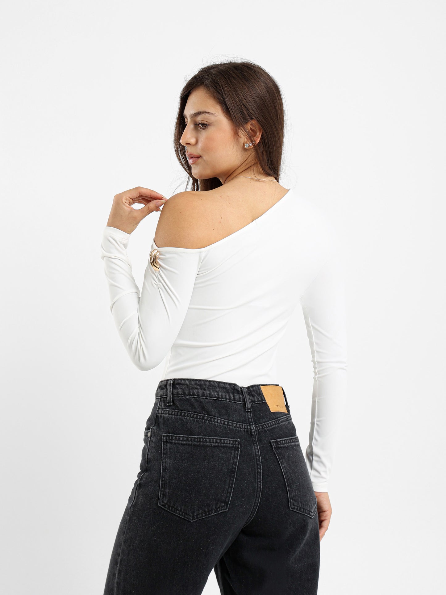 Off Shoulder Bodysuit With Gold Trim