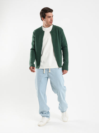 Zip Up Tricot Knit Cardigan