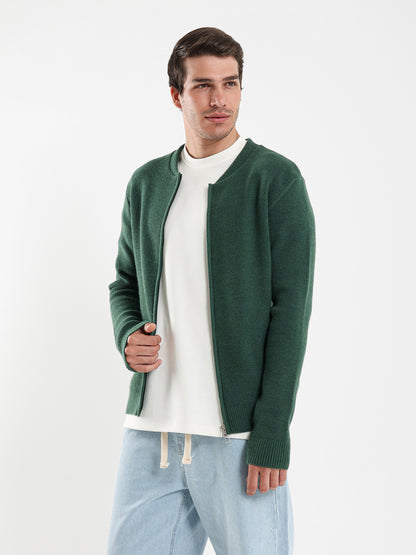 Zip Up Tricot Knit Cardigan