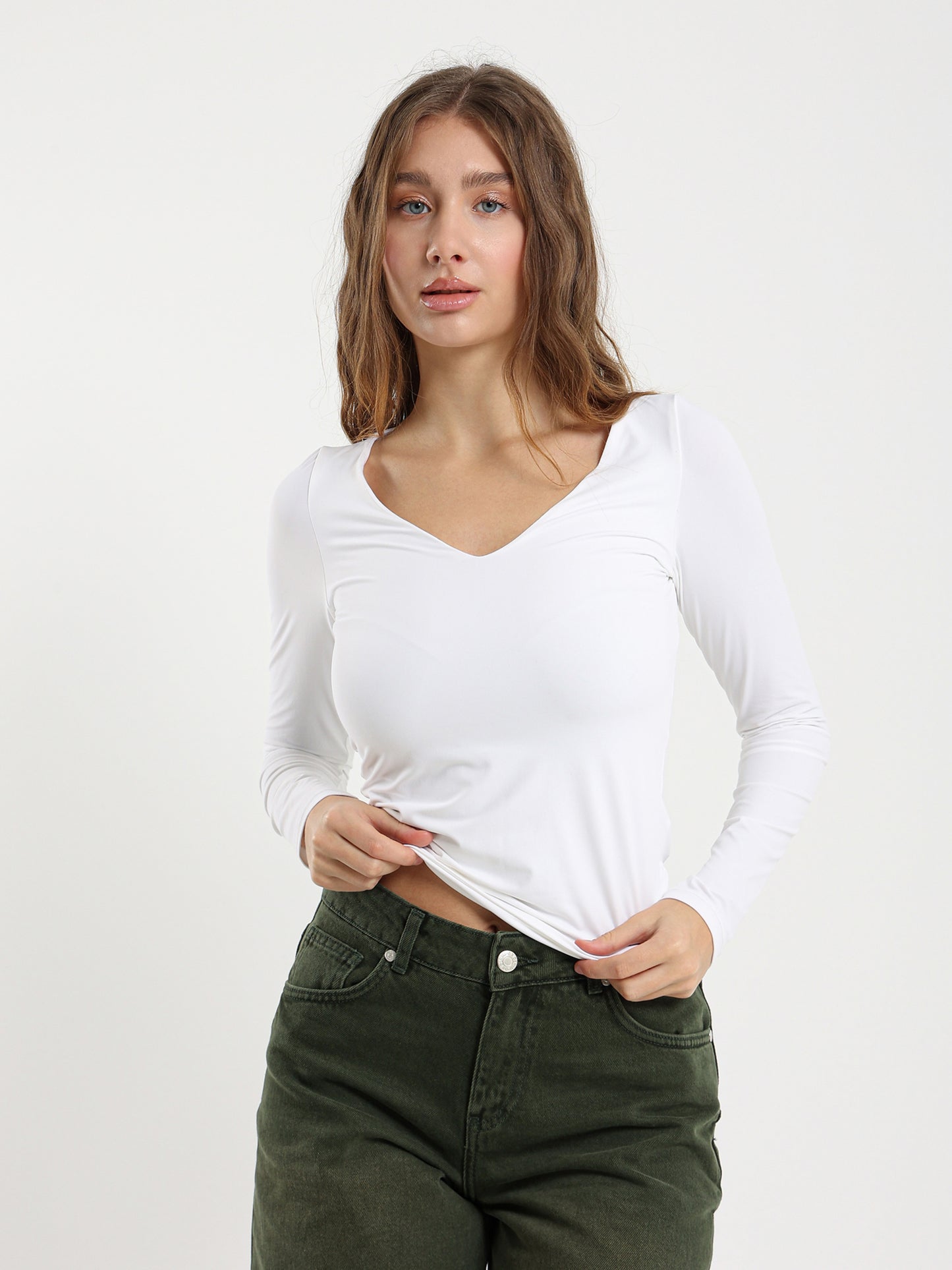 V-Neck Long Sleeve Top
