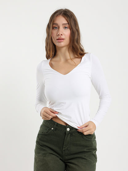 V-Neck Long Sleeve Top