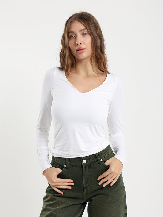 V-Neck Long Sleeve Top